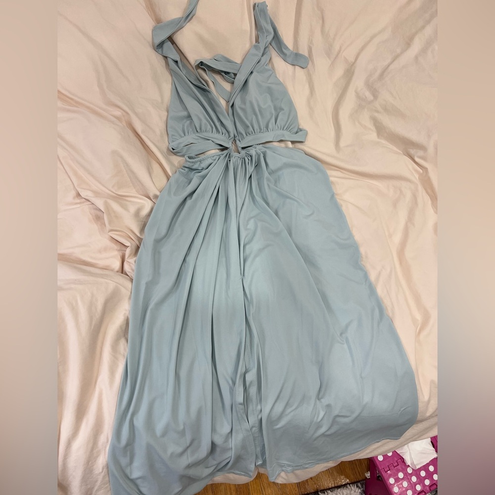 Elegant Light Blue Maxi Dress